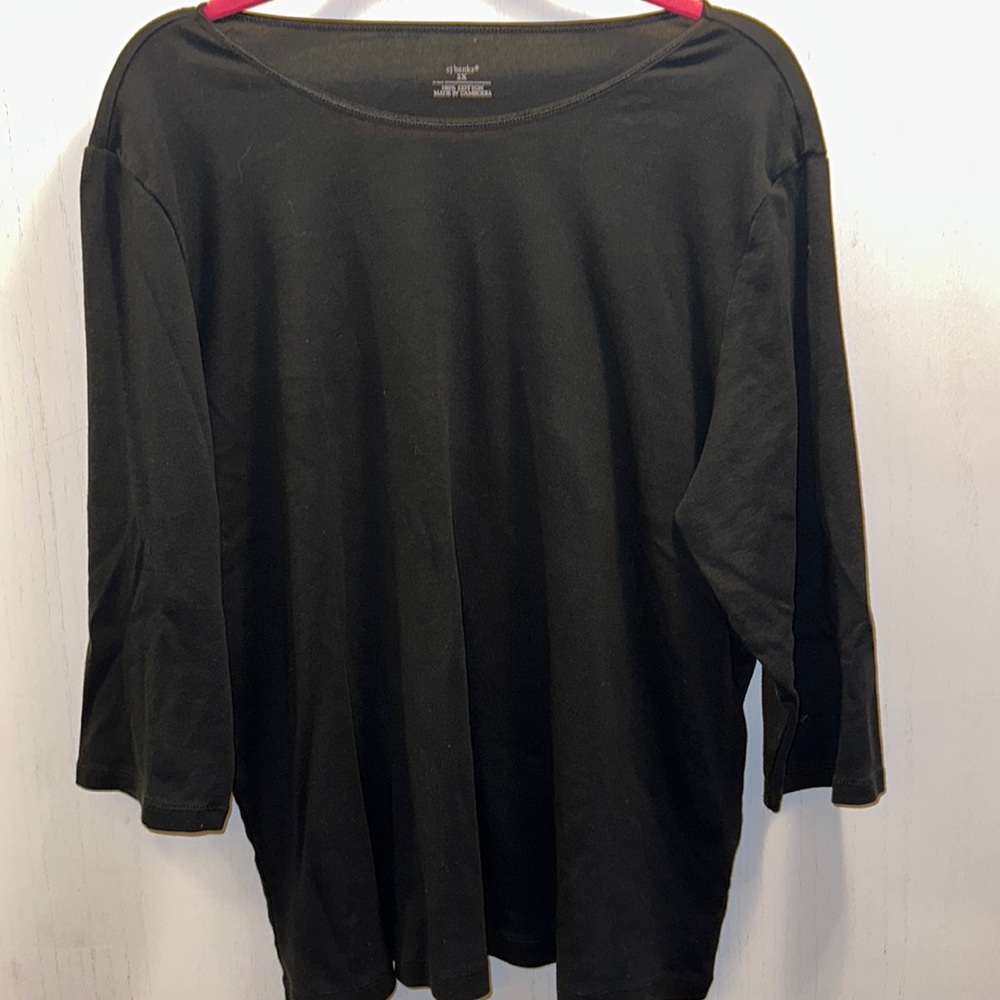 Christopher Banks 3/4 sleeve boat neck 💯 Cotton Shirt   Black size 2X